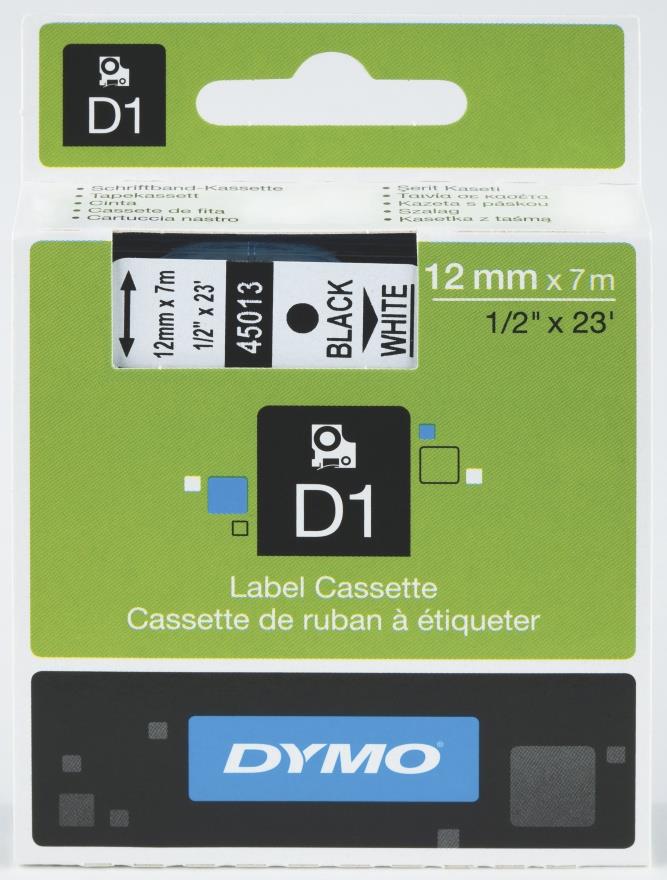 153802 Dymo S0720500 Tape DYMO D1 12mm x 7m sort p&#229; klar 